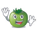 Waving green tomato with the isolated cartoons Royalty Free Stock Photo