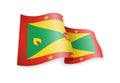 Waving Grenada flag on white background.