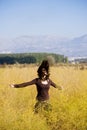 Waving hair in the field