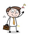 Waving Hand and Saying Hello - Office Businessman Employee Cartoon Vector Illustration