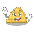 Waving hay bale character cartoon