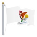 Waving Illinois Flag Isolated On A White Background. Vector Illustration. Royalty Free Stock Photo
