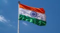 waving Indian flag, blue sky background Royalty Free Stock Photo