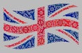 Waving Industrial Great Britain Flag - Collage with Cog and Spanner Icons