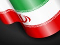 Waving Iran flag on black