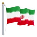 Waving Iran Flag Isolated On A White Background. Vector Illustration.