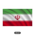 Waving Iran flag on a white background. Vector illustration