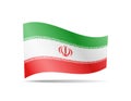 Waving Iran flag in the wind. Flag on white illustration