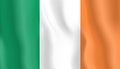 Waving Ireland Flag Vector Illustration. 3D silk waving effect