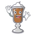 Waving irish coffee character cartoon