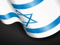 Waving Israel flag on black