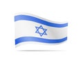 Waving Israel flag in the wind. Flag on white. Vector illustration Royalty Free Stock Photo