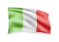 Waving Italy Flag on white. Flag in the Wind.