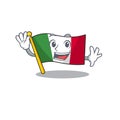 Waving italy flags placed in cartoon tables