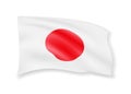 Waving Japan Flag on white. American Flag in the Wind.