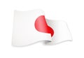 Waving Japan flag on white background.