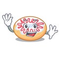 Waving jelly donut character cartoon