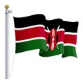 Waving Kenya Flag Isolated On A White Background. Vector Illustration. Royalty Free Stock Photo