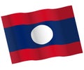 Waving Laos flag vector icon