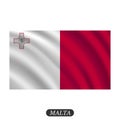 Waving Malta flag on a white background. Vector illustration