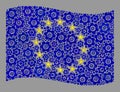 Waving Mechanic Europe Flag - Mosaic with Cog Icons