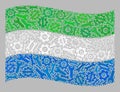 Waving Mechanic Sierra Leone Flag - Collage of Gear and Spanner Icons