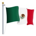 Waving Mexico Flag Isolated On A White Background. Vector Illustration.