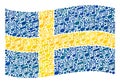 Waving Music Sweden Flag - Mosaic of Music Notes Royalty Free Stock Photo