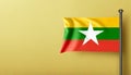 Waving Myanmar Flag. Flag Isolated On A White Background