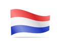 Waving Netherlands Flag on white. Flag in the Wind.