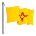 Waving New Mexico Flag Isolated On A White Background. Vector Illustration. Royalty Free Stock Photo