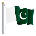 Waving Pakistan Flag On A White Background. Vector Illustration.