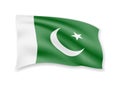 Waving Pakistan flag on white. Flag in the wind