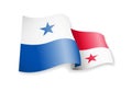 Waving Panama flag on white background.