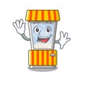 Waving popcorn vending machine in a character Royalty Free Stock Photo