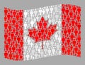 Waving Population Canada Flag - Collage of Man Icons Royalty Free Stock Photo