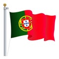 Waving Portugal Flag Isolated On A White Background. Vector Illustration Royalty Free Stock Photo