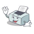 Waving printer character cartoon style