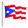Waving Puerto Rico Flag Isolated On A White Background. Vector Illustration. Royalty Free Stock Photo