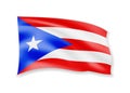 Waving Puerto Rico flag on white. Flag in the wind Royalty Free Stock Photo