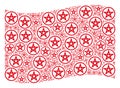 Waving Red Flag Collage of Star Pentacle Icons