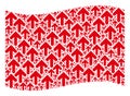 Waving Red Flag Composition of Arrow Up Icons