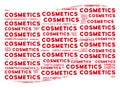 Waving Red Flag Collage of Cosmetics Text Items