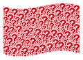 Waving Red Flag Mosaic of Question Icons Royalty Free Stock Photo