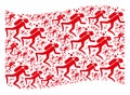 Waving Red Flag Pattern of Scuba Diver Items Royalty Free Stock Photo