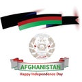 Waving ribbon or banner with flag of Afghanistan. Template for independence day poster design Royalty Free Stock Photo