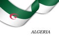 Waving ribbon or banner with flag of Algeria Royalty Free Stock Photo