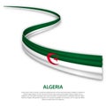 Waving ribbon or banner with flag of Algeria Royalty Free Stock Photo