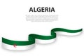 Waving ribbon or banner with flag of Algeria Royalty Free Stock Photo