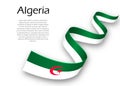 Waving ribbon or banner with flag of Algeria. Template for independence day design Royalty Free Stock Photo